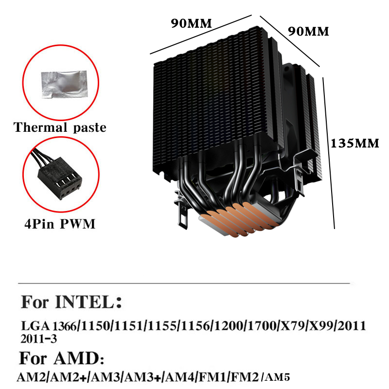 6 Heat Pipes CPU Air Cooler 4  - Air Cooler Cpu review and price